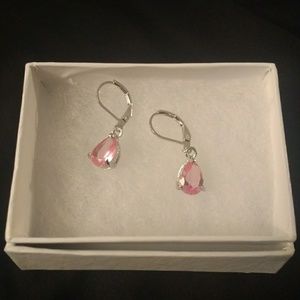 Pink CZ Earrings set in Sterling Silver